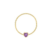 Birthstone Heart Chain Ring