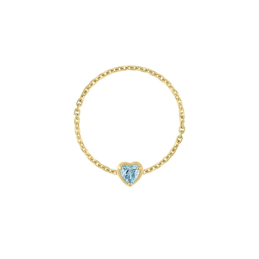Birthstone Heart Chain Ring