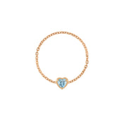 Birthstone Heart Chain Ring