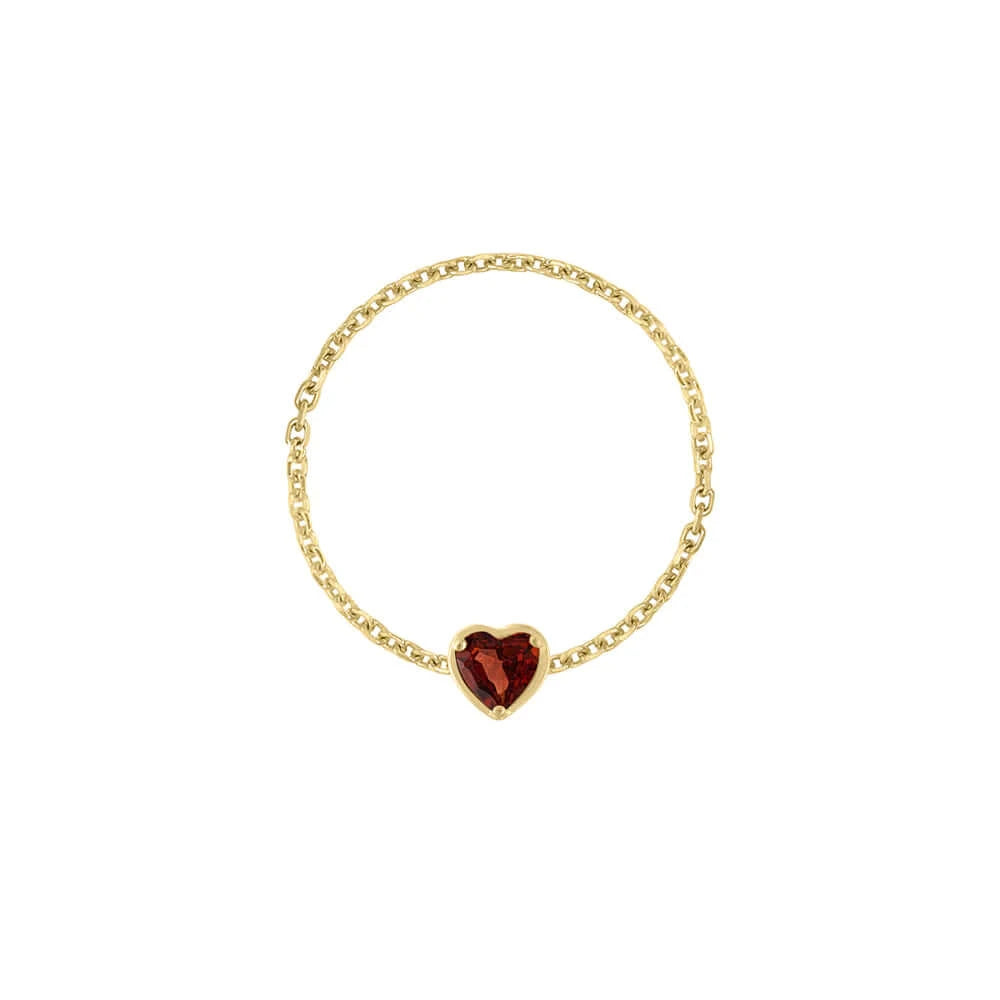 Birthstone Heart Chain Ring