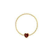 Birthstone Heart Chain Ring