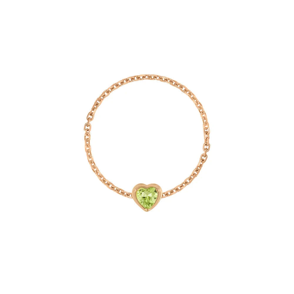 Birthstone Heart Chain Ring