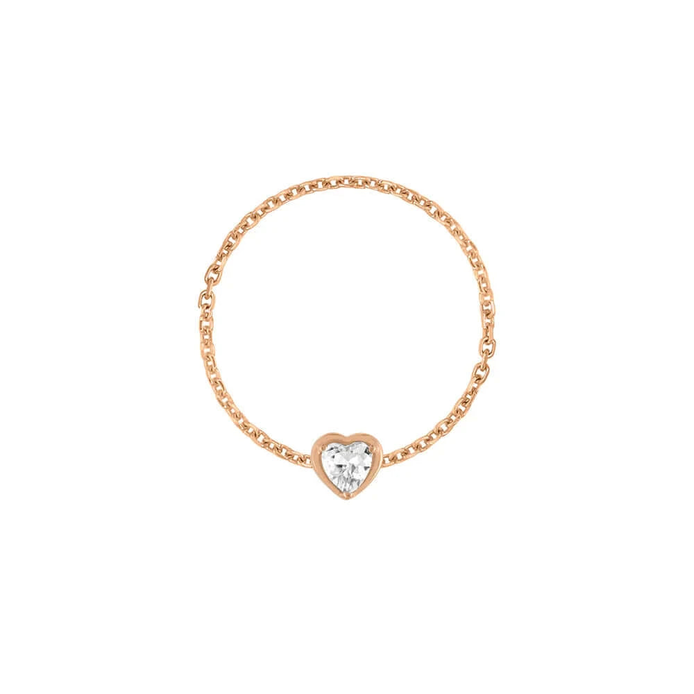 Birthstone Heart Chain Ring