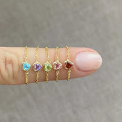 Birthstone Heart Chain Ring