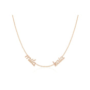 Double Diamond Script Name Necklace