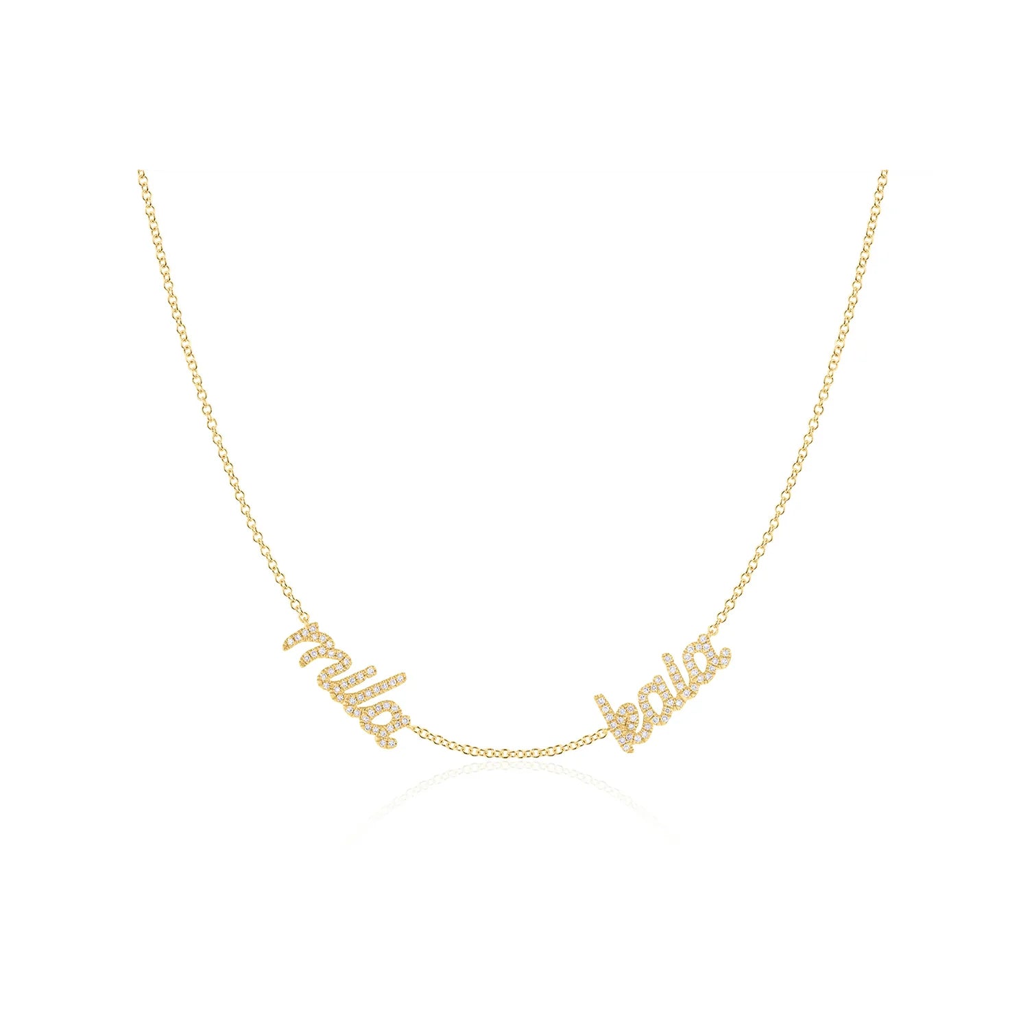 Double Diamond Script Name Necklace