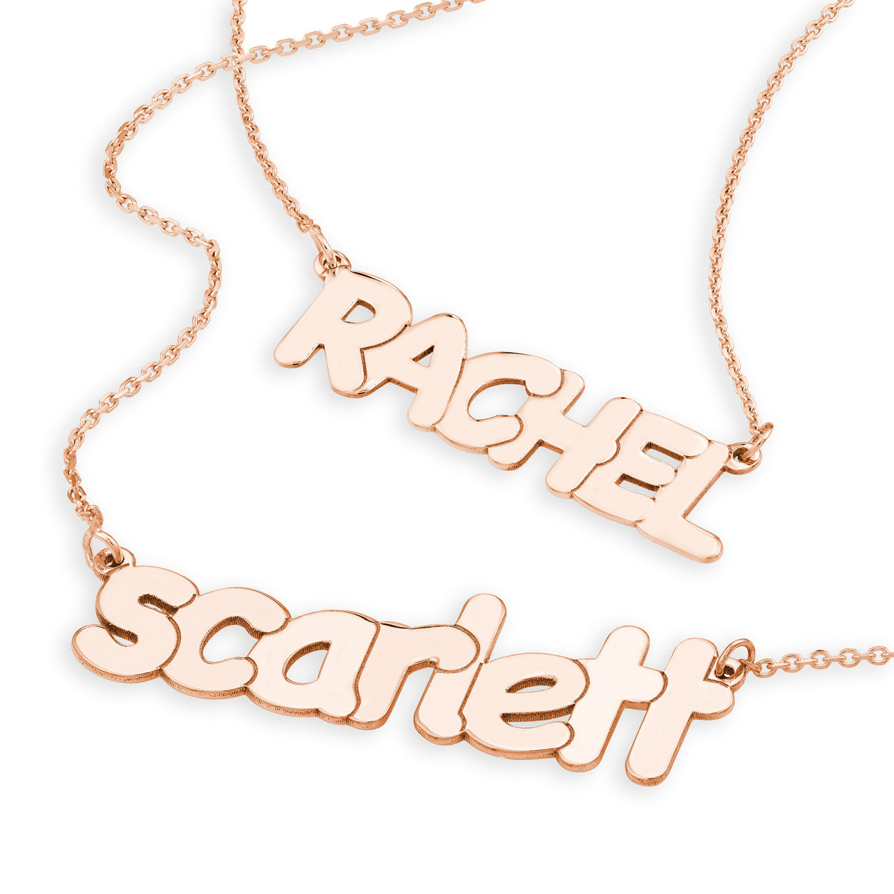 Flat Bubble Letter Nameplate Necklace Large