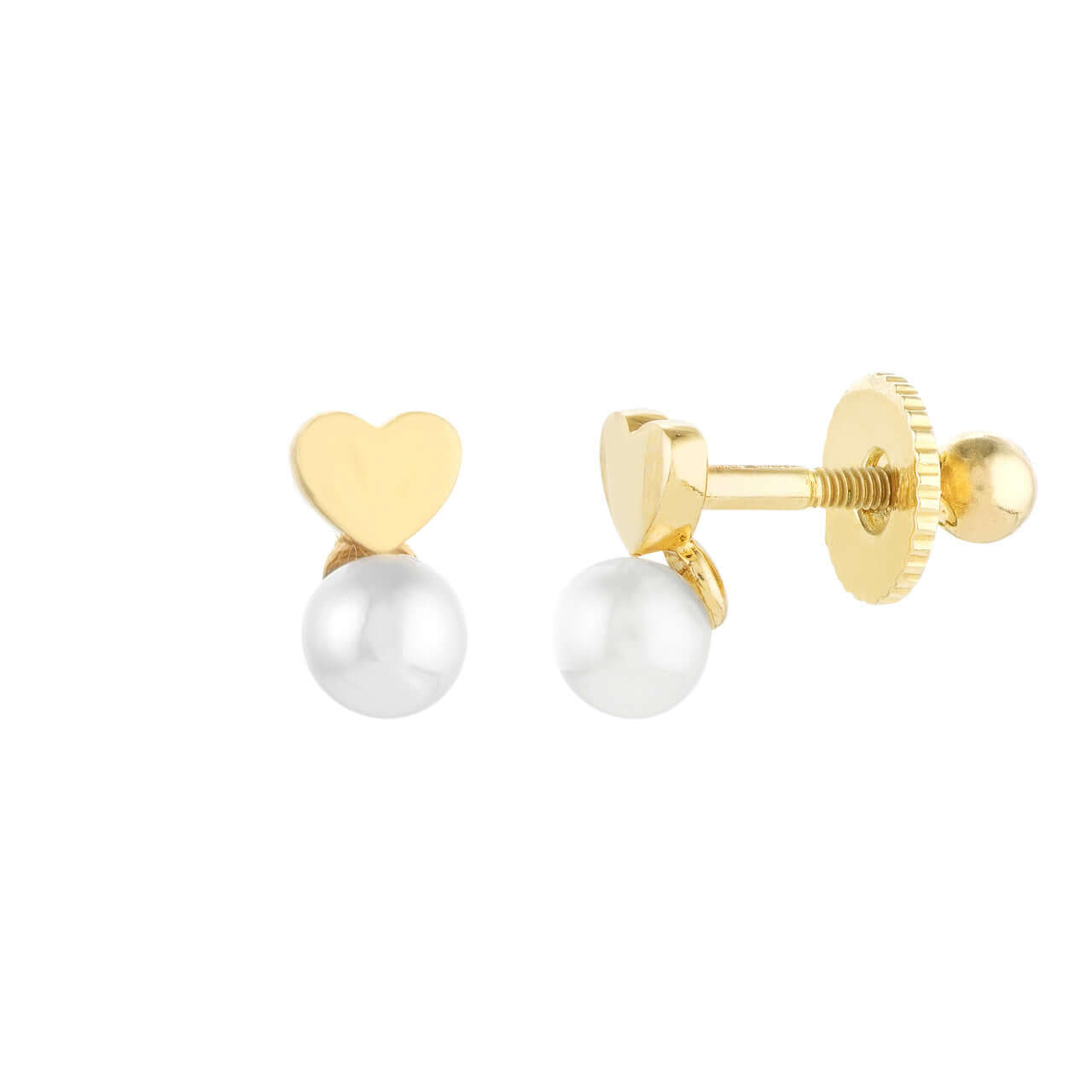 Children's Heart & Pearl Earrings
