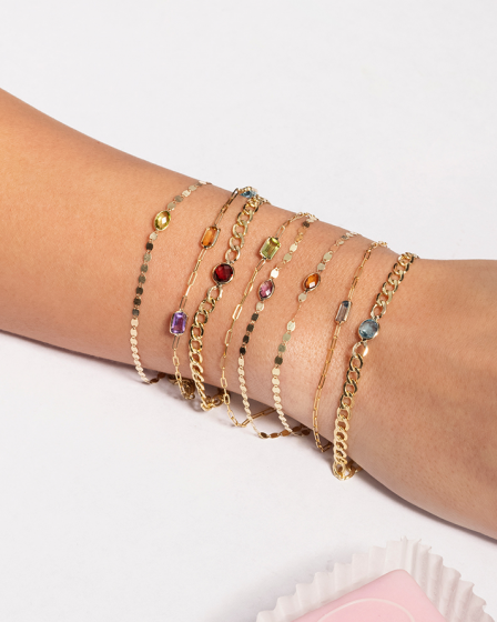 Paperclip Birthstone Bracelet