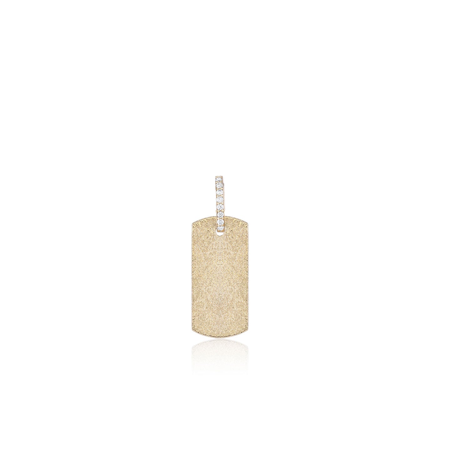 Gold Dog Tag with Pavé Letters Small