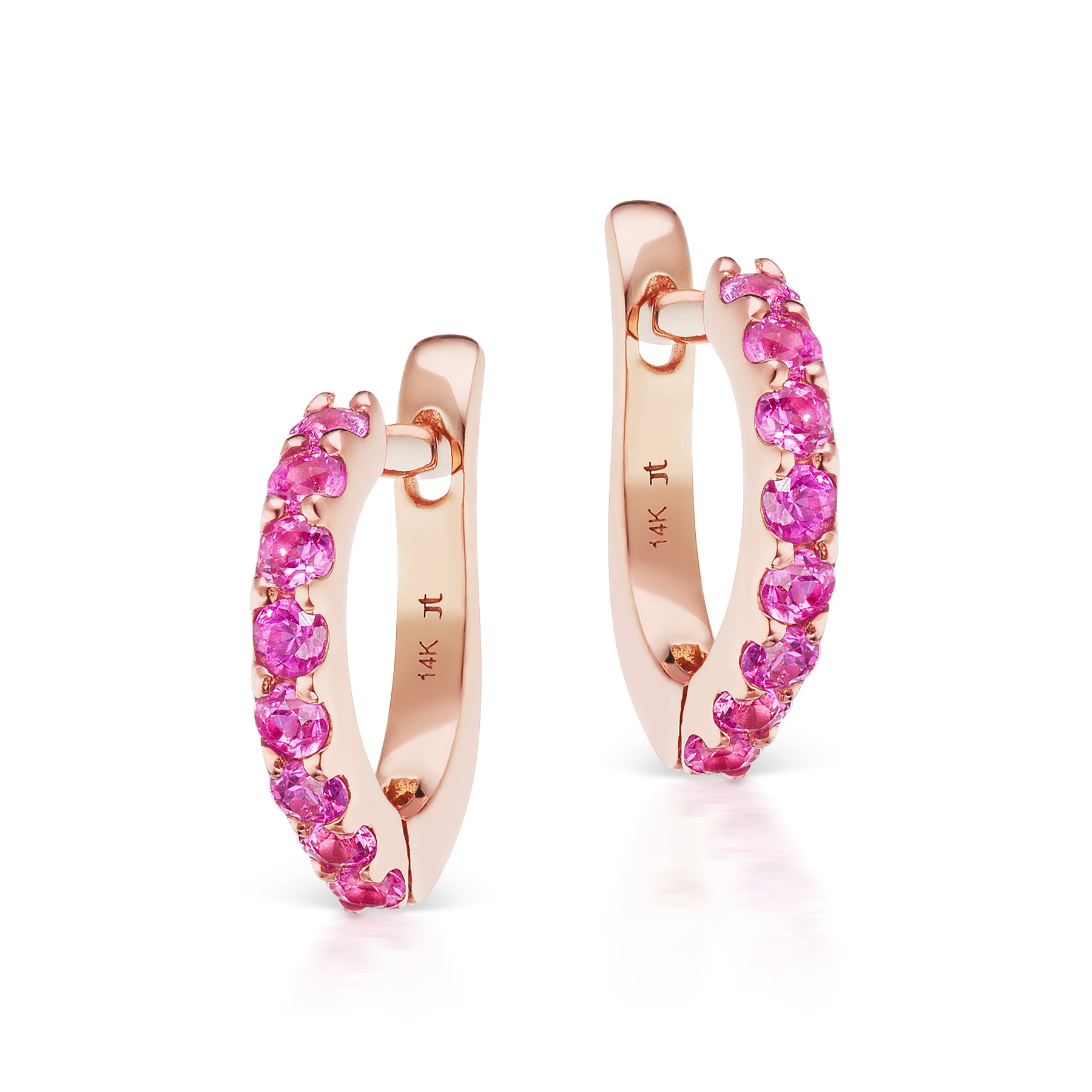Pavé Hot Pink Sapphire Huggies