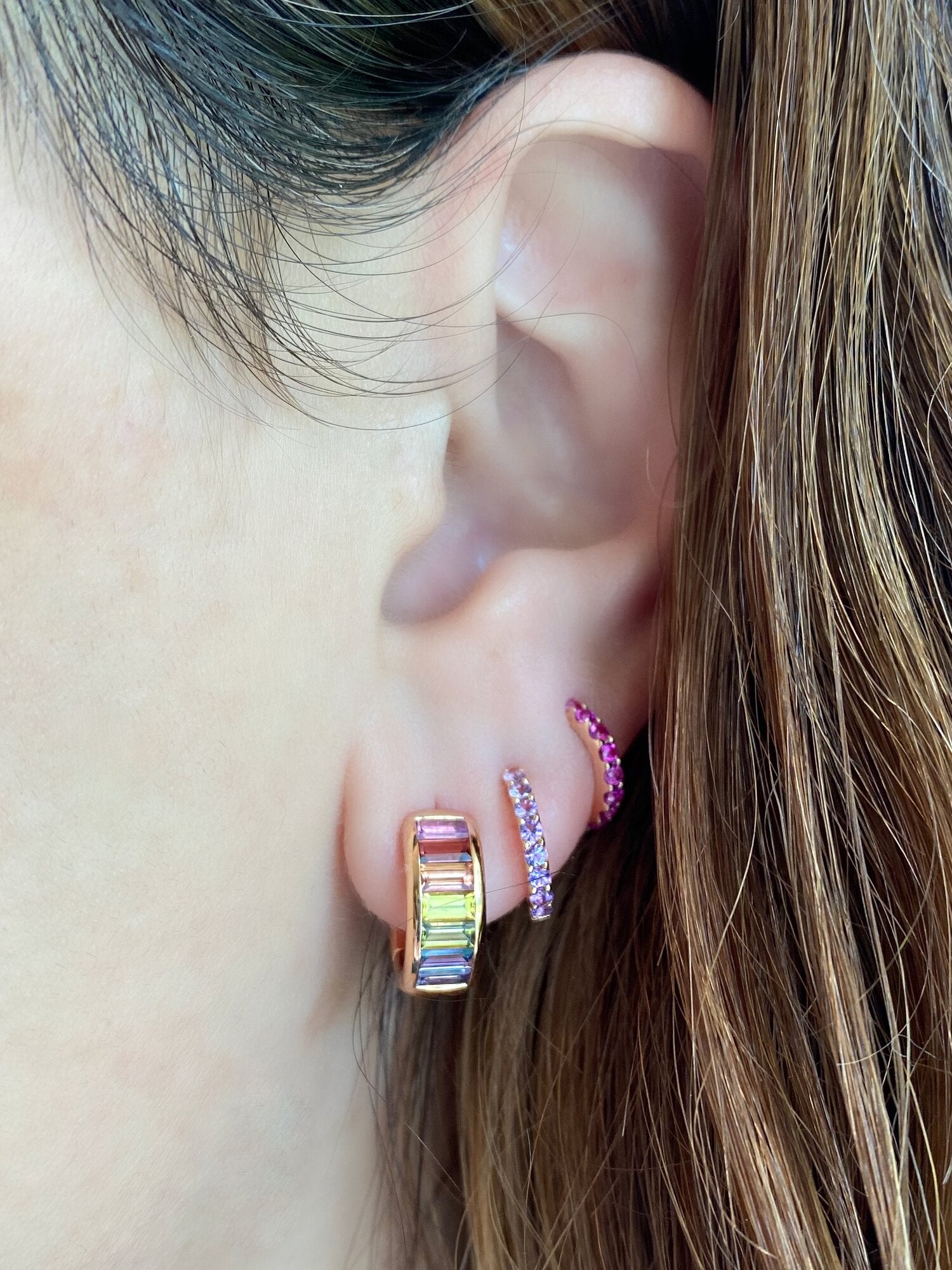 Pavé Gemstone Huggies