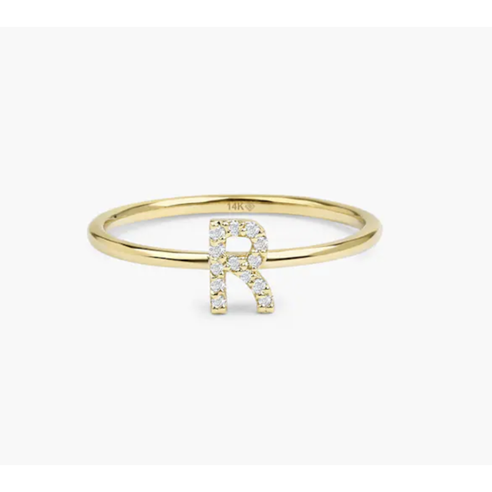 Personalized Pavé Initial Ring