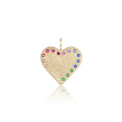 Oversize Heart Charm with Rainbow Gems