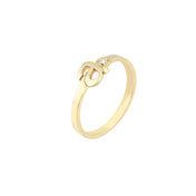 Gold Initial Ring with Single Diamond
