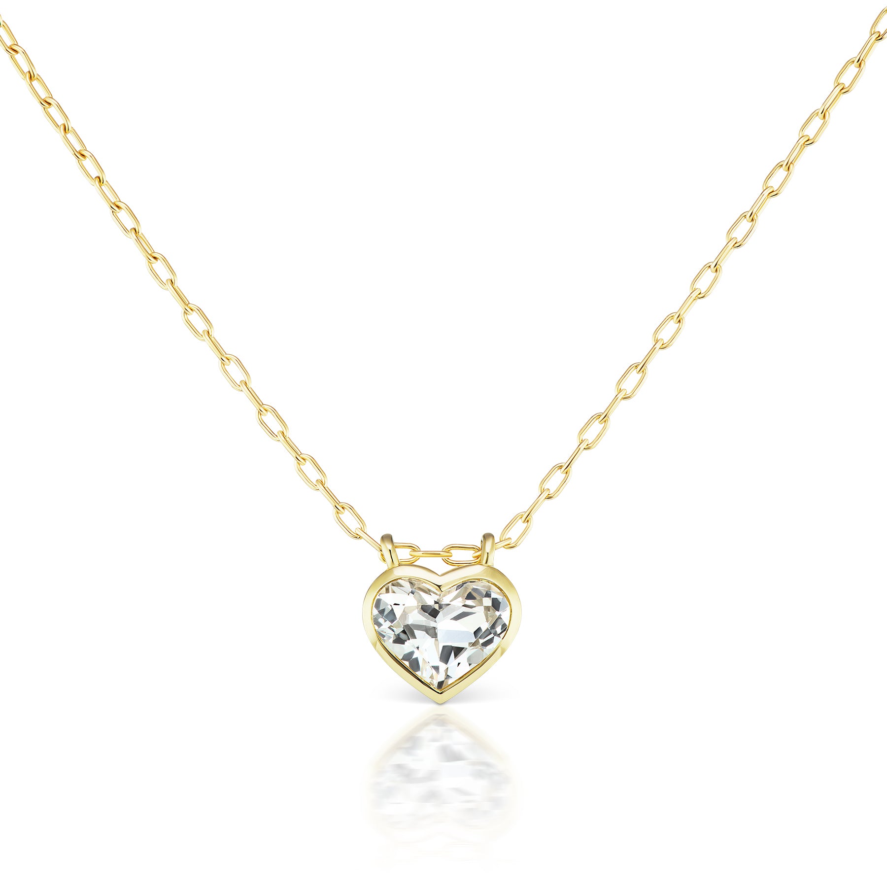 White Heart Necklace Large Gold