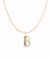Puffy Letter Charm With Rainbow Stones