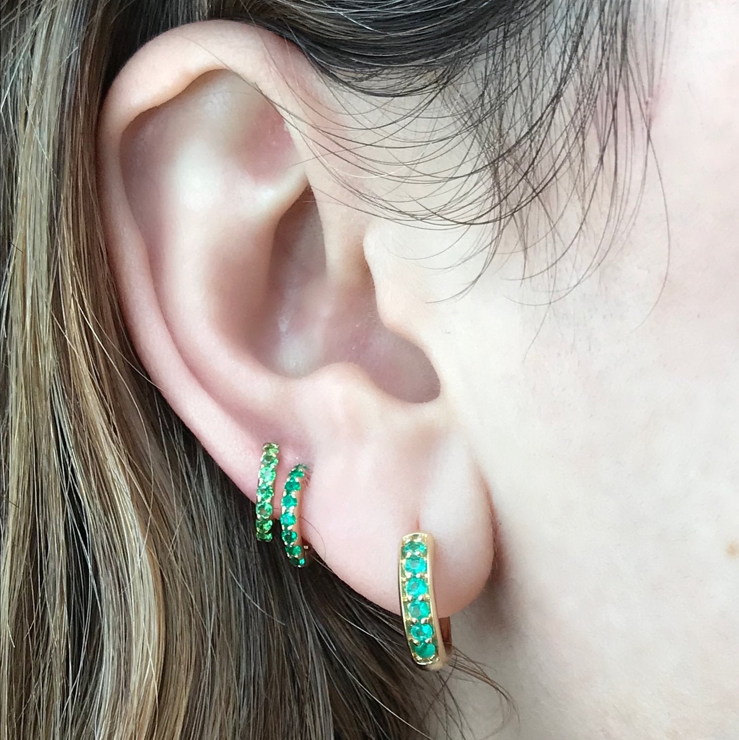 Pavé Tsavorite Huggies