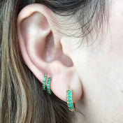 Pavé Tsavorite Huggies