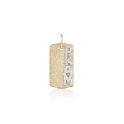 Gold Dog Tag with Pavé Letters Small