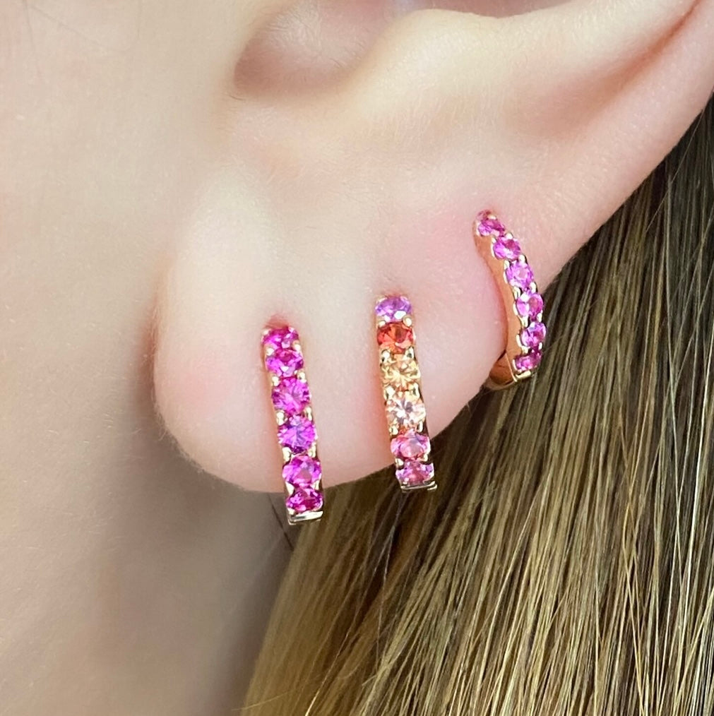 Pavé Hot Pink Sapphire Huggies