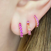 Pavé Hot Pink Sapphire Huggies