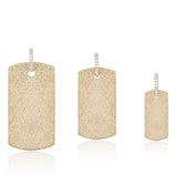 Gold Dog Tag with Pavé Letters Small