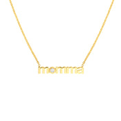 Gold Momma Necklace With Single Diamond