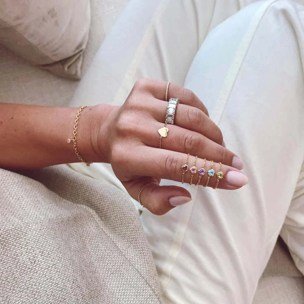 Birthstone Heart Rings