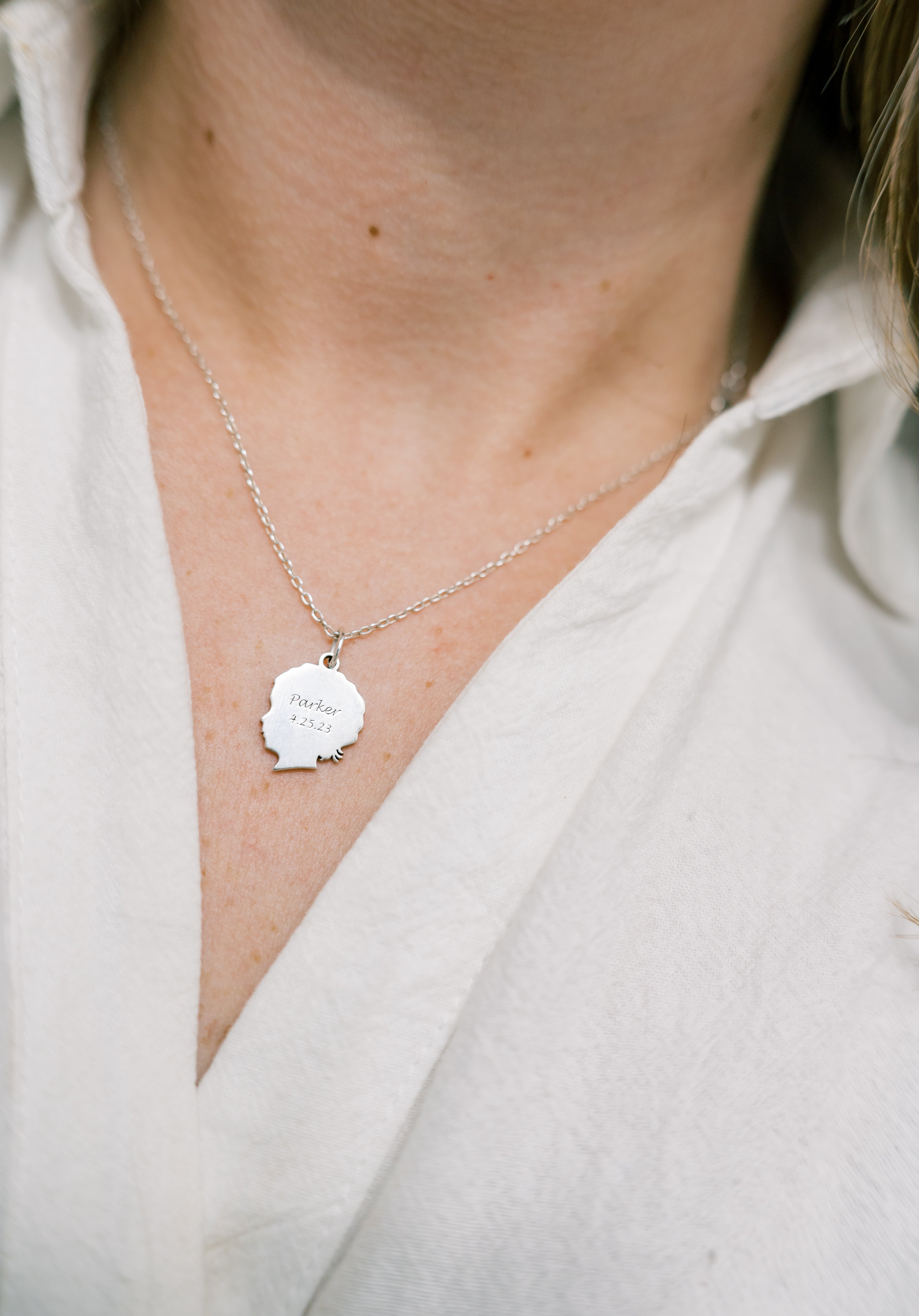 Child Silhouette Necklace Sterling Silver