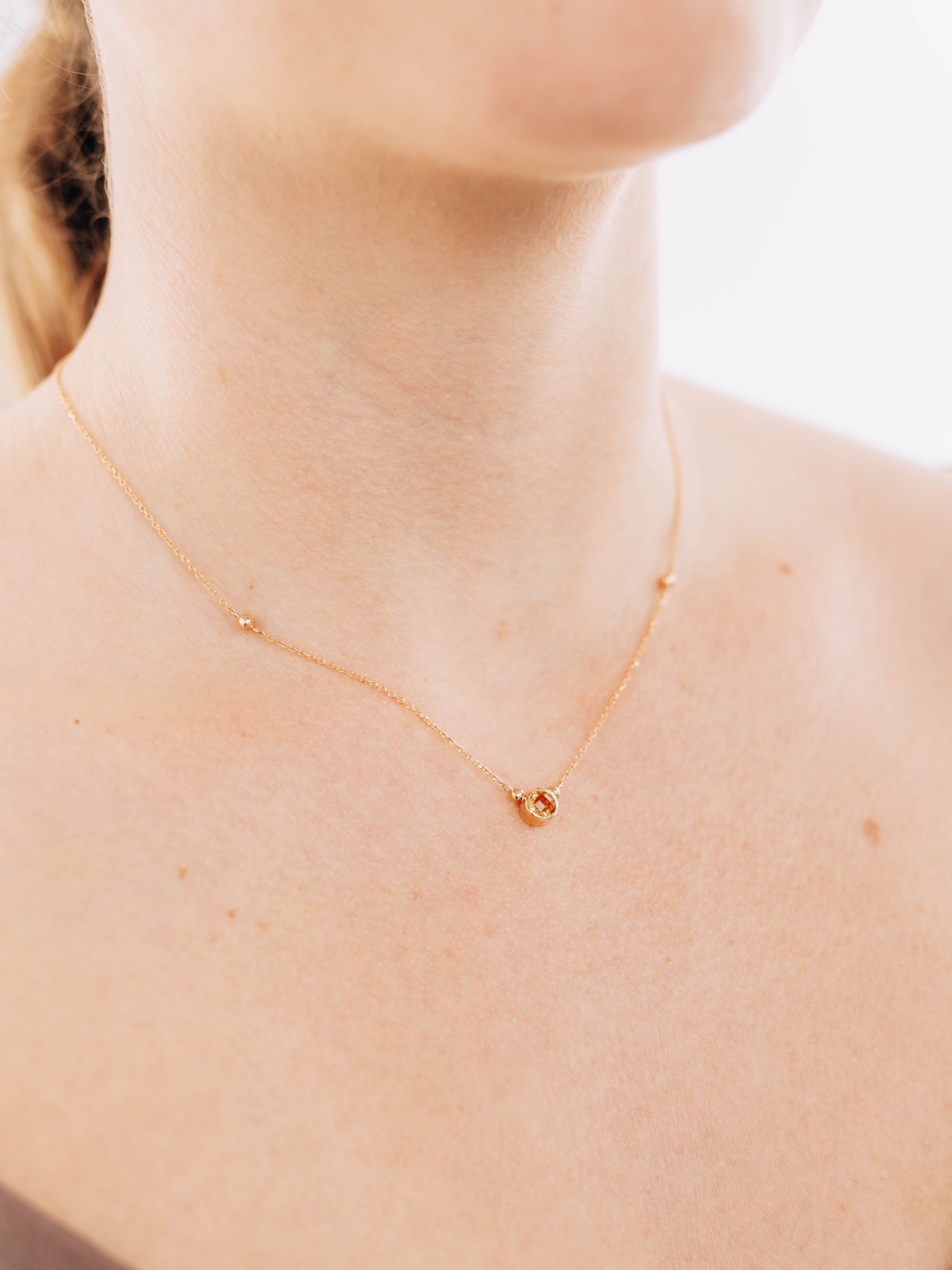 Bonheur Birthstone Necklace Gold