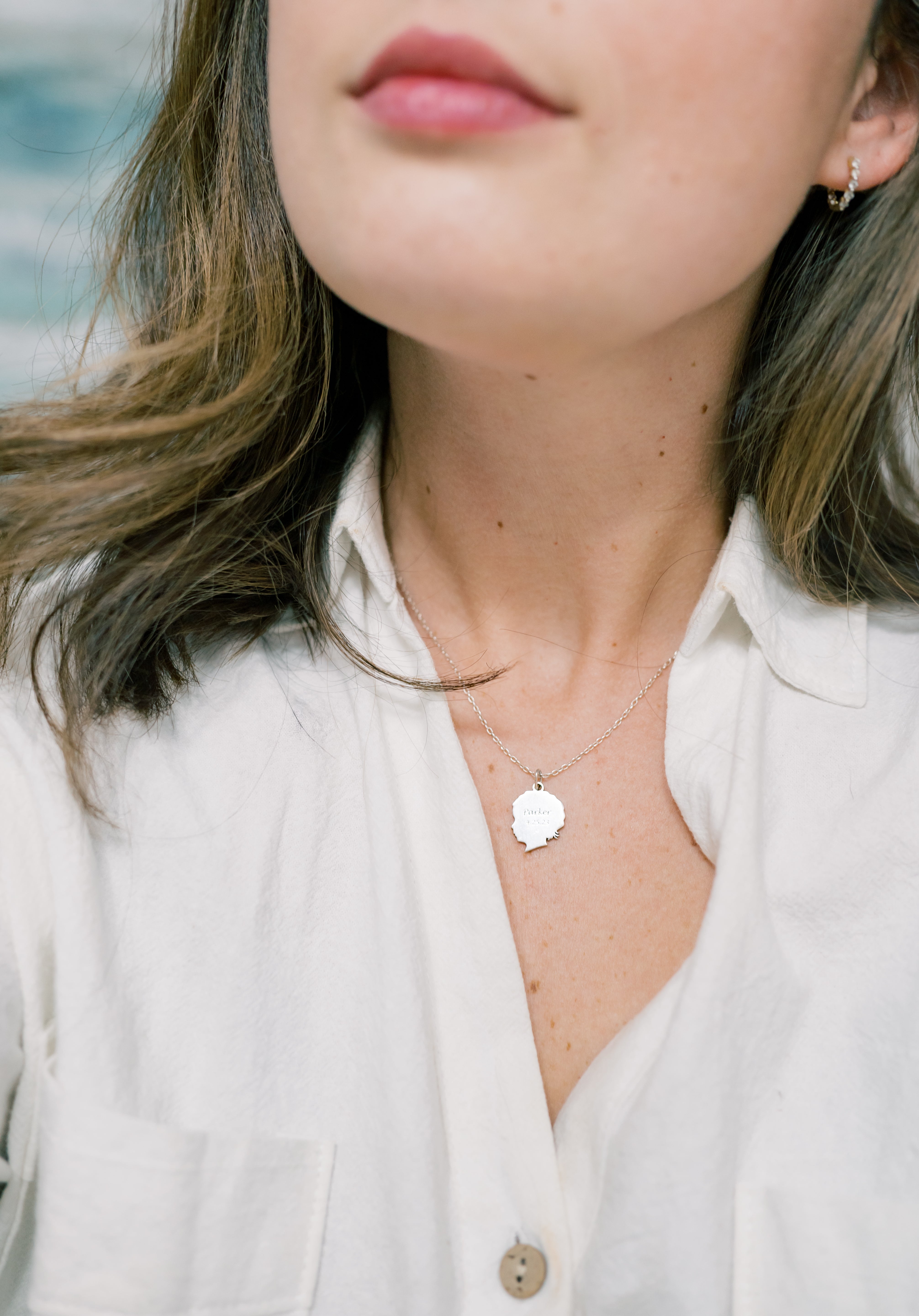 Child Silhouette Necklace Sterling Silver