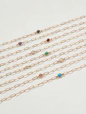Classique Birthstone Paperclip Bracelet