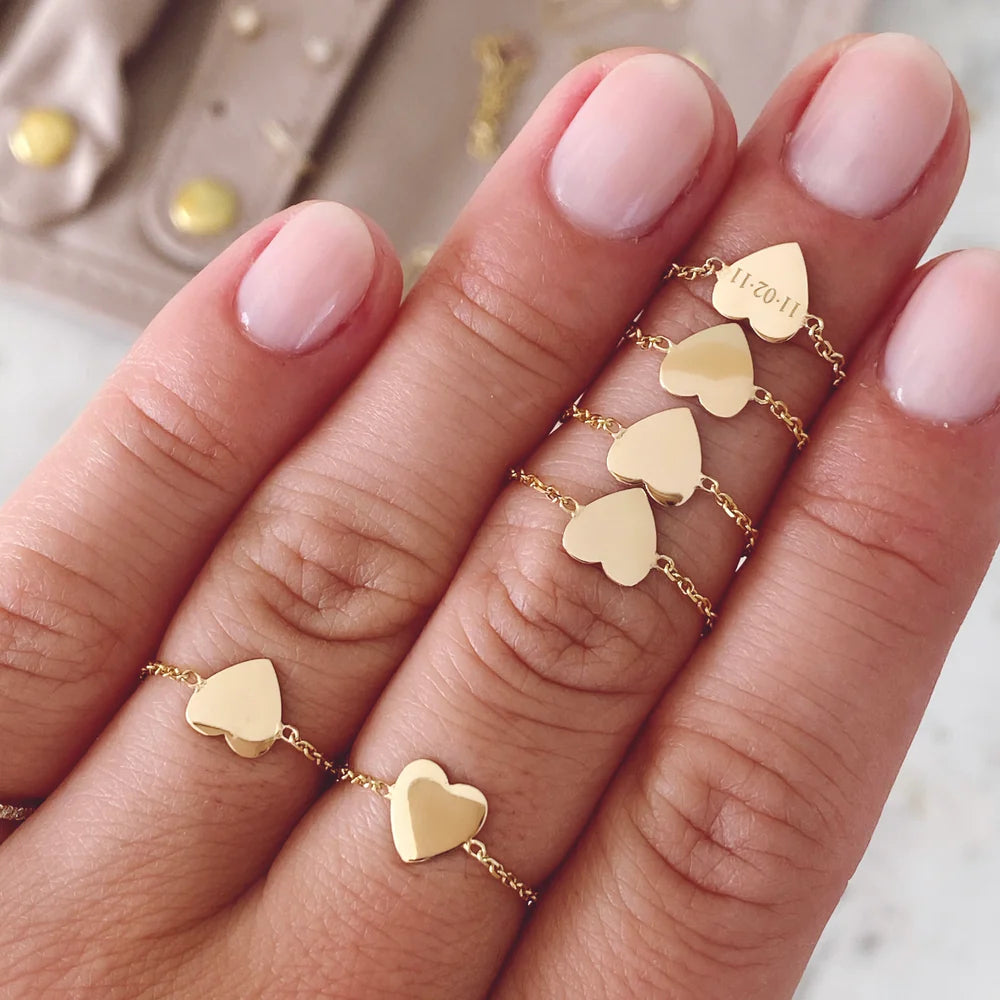Mini Engraveable Heart Chain Ring