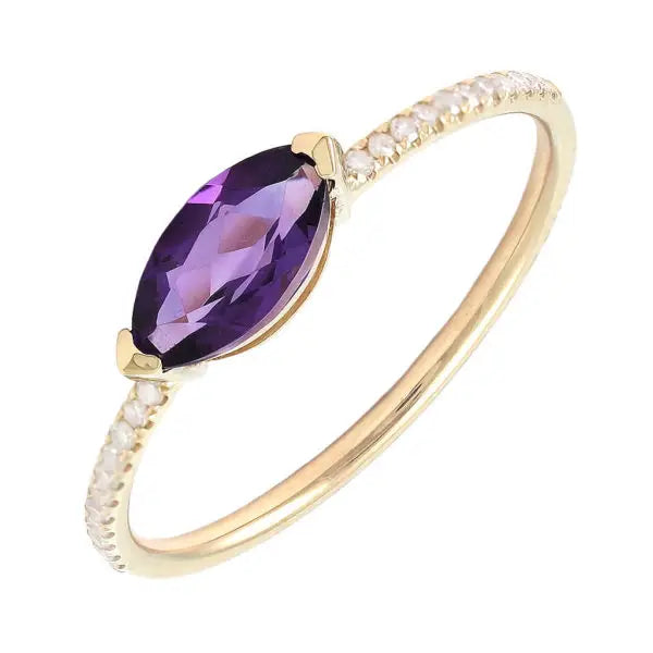 Marquise Gemstone Solitaire Pave Ring