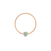 Birthstone Heart Chain Ring
