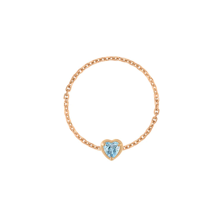 Birthstone Heart Chain Ring