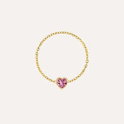 Birthstone Heart Chain Ring