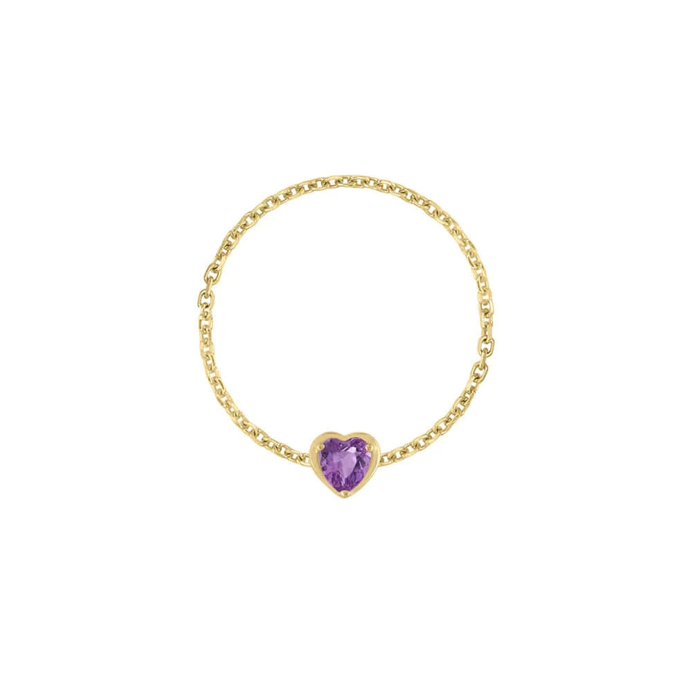 Birthstone Heart Chain Ring