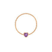 Birthstone Heart Chain Ring