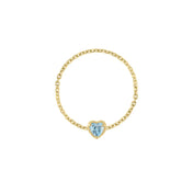 Birthstone Heart Chain Ring
