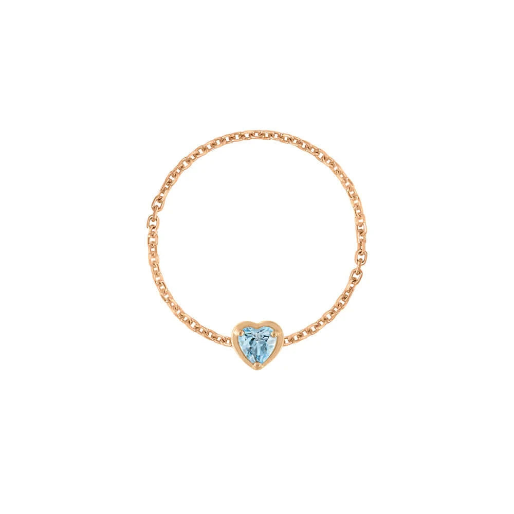 Birthstone Heart Chain Ring