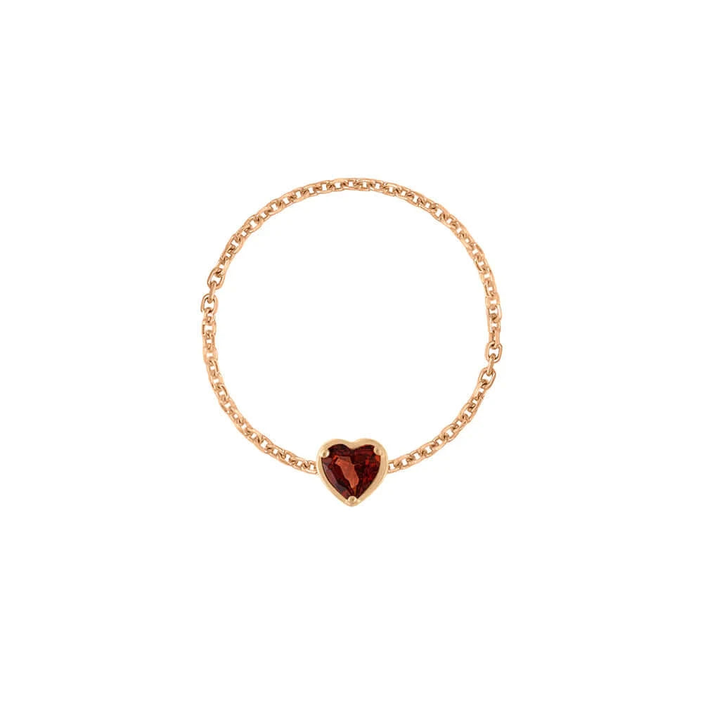 Birthstone Heart Chain Ring