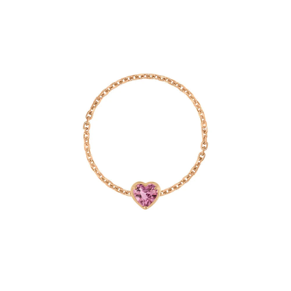 Birthstone Heart Chain Ring