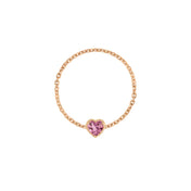Birthstone Heart Chain Ring