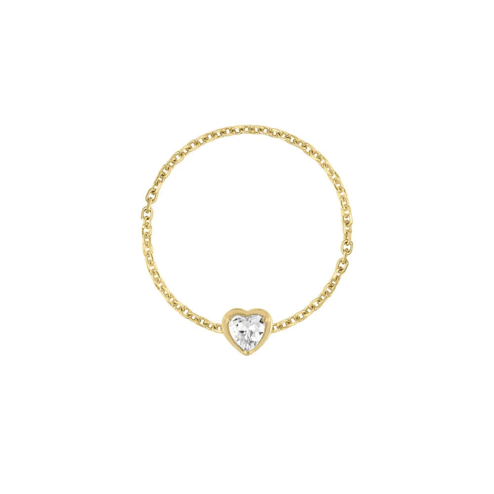 Birthstone Heart Chain Ring