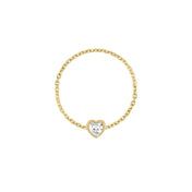 Birthstone Heart Chain Ring