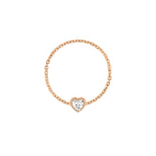 Birthstone Heart Chain Ring