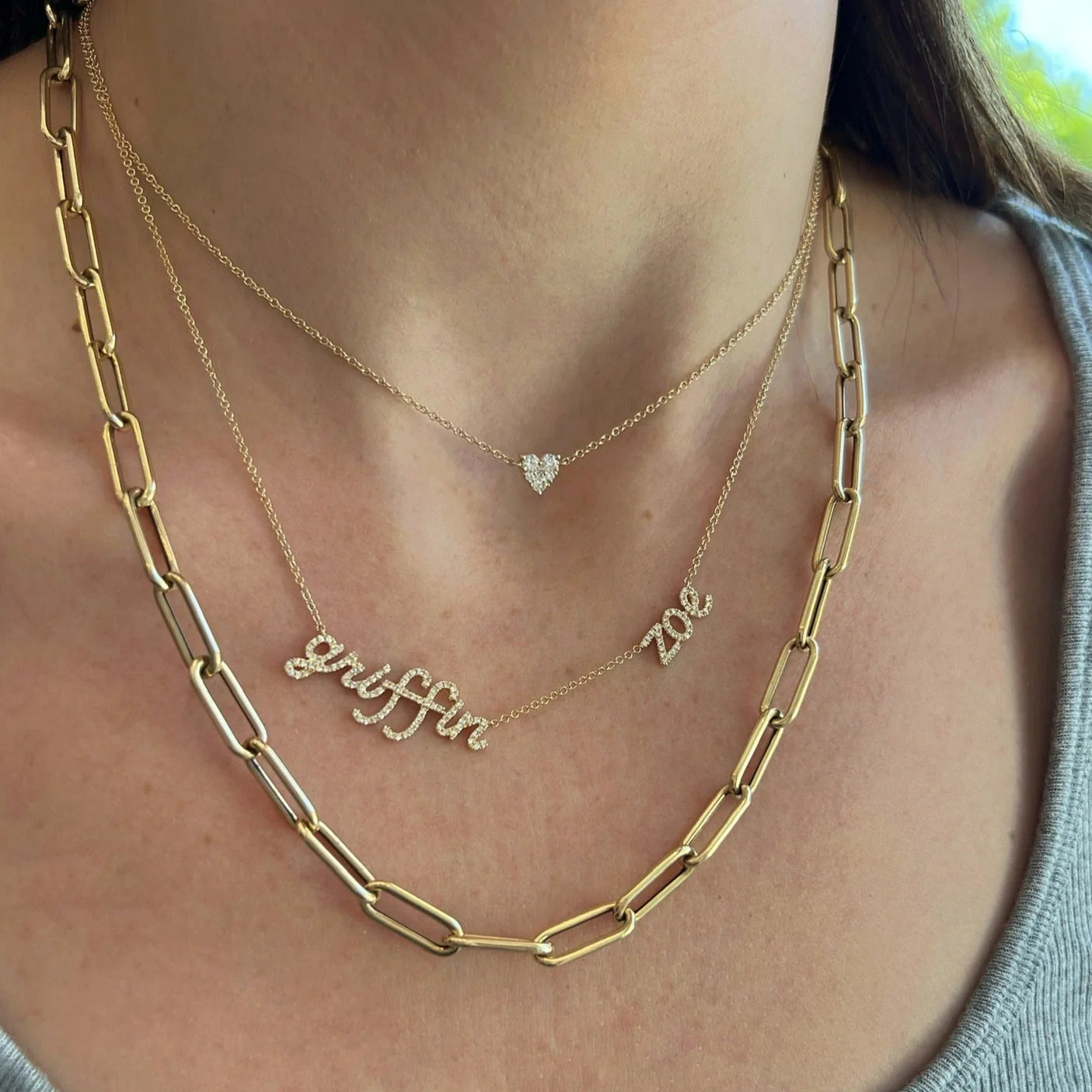 Double Diamond Script Name Necklace