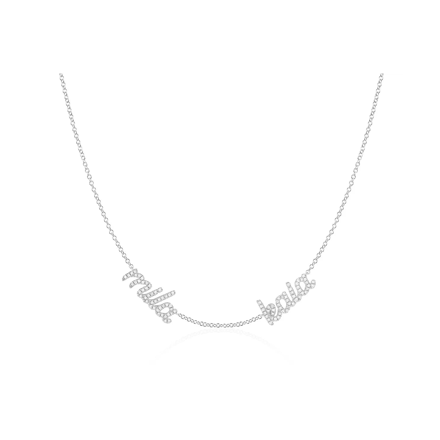Double Diamond Script Name Necklace